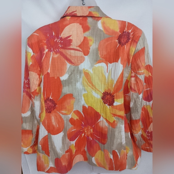 2/$30 Alfred Dunner Long Sleeve Orange Red Floral Lightweight Jacket(#1,542)(C) - Picture 6 of 8